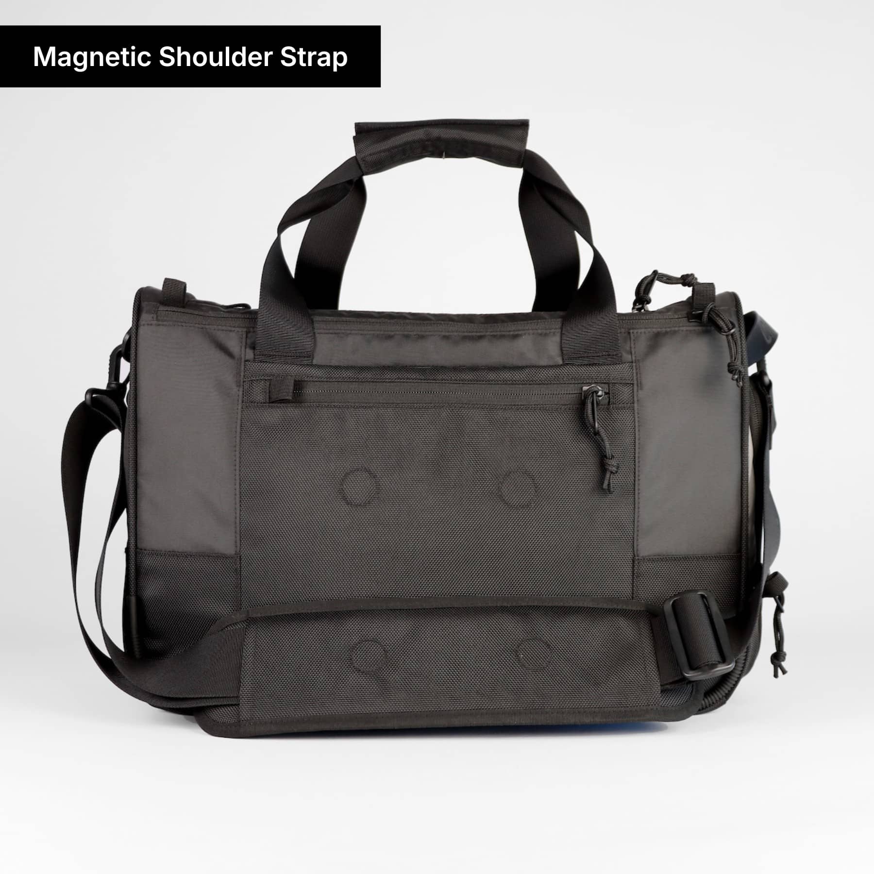 CARRYX Personal Duffel 27L under-seat personal item travel bag, carry-on, cabin hand luggage, no baggage fees - back view magnetic shoulder strap padded