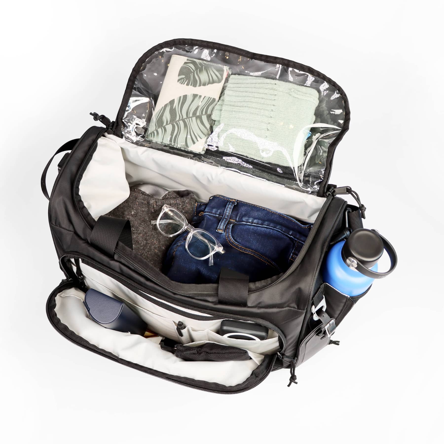 CARRYX Personal Duffel 27L under-seat personal item travel bag, carry-on, cabin hand luggage, no baggage fees - wet pocket 3-1-1 versatile storage and packing
