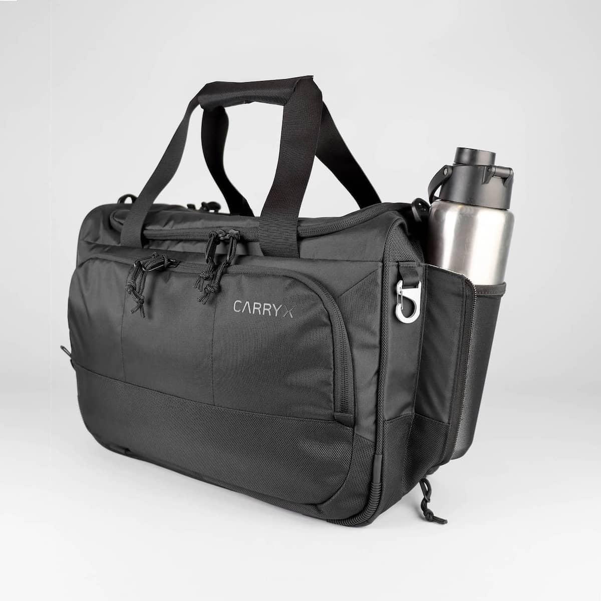 CARRYX Personal Duffel 27L under-seat personal item bag, carry-on, cabin hand luggage, no baggage fees - water bottle pocket collapsible zippered 20oz 