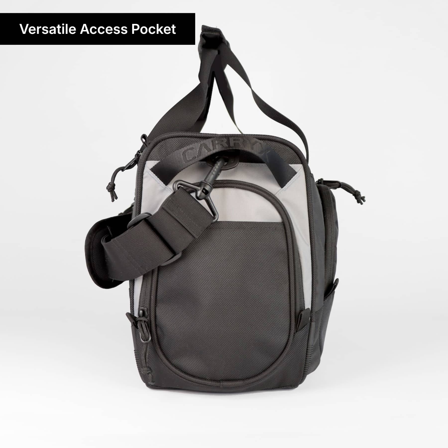 CARRYX Personal Duffel 27L under-seat personal item travel bag, carry-on, cabin hand luggage, no baggage fees - smart flight access pocket left view