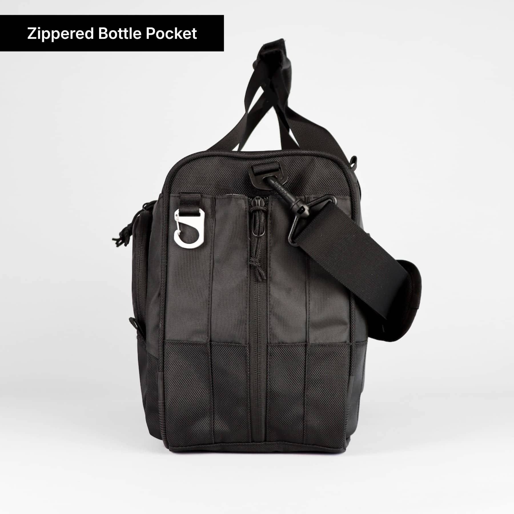 CARRYX Personal Duffel 27L under-seat personal item travel bag, carry-on, cabin hand luggage, no baggage fees - zippered collapsible water bottle pocket right view