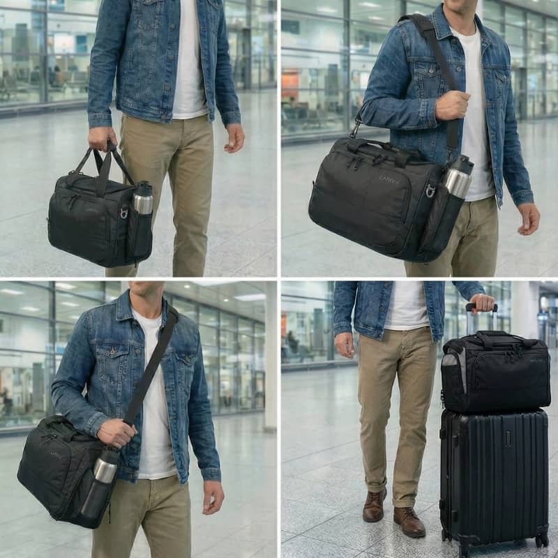 CARRYX Personal Duffel 27L under-seat personal item bag, carry-on, cabin hand luggage, no baggage fees - hand carry, shoulder carry, roller bag